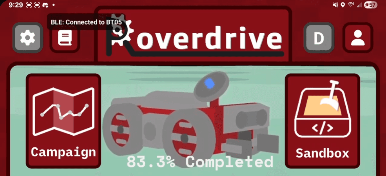 The original Roverdrive app home screen