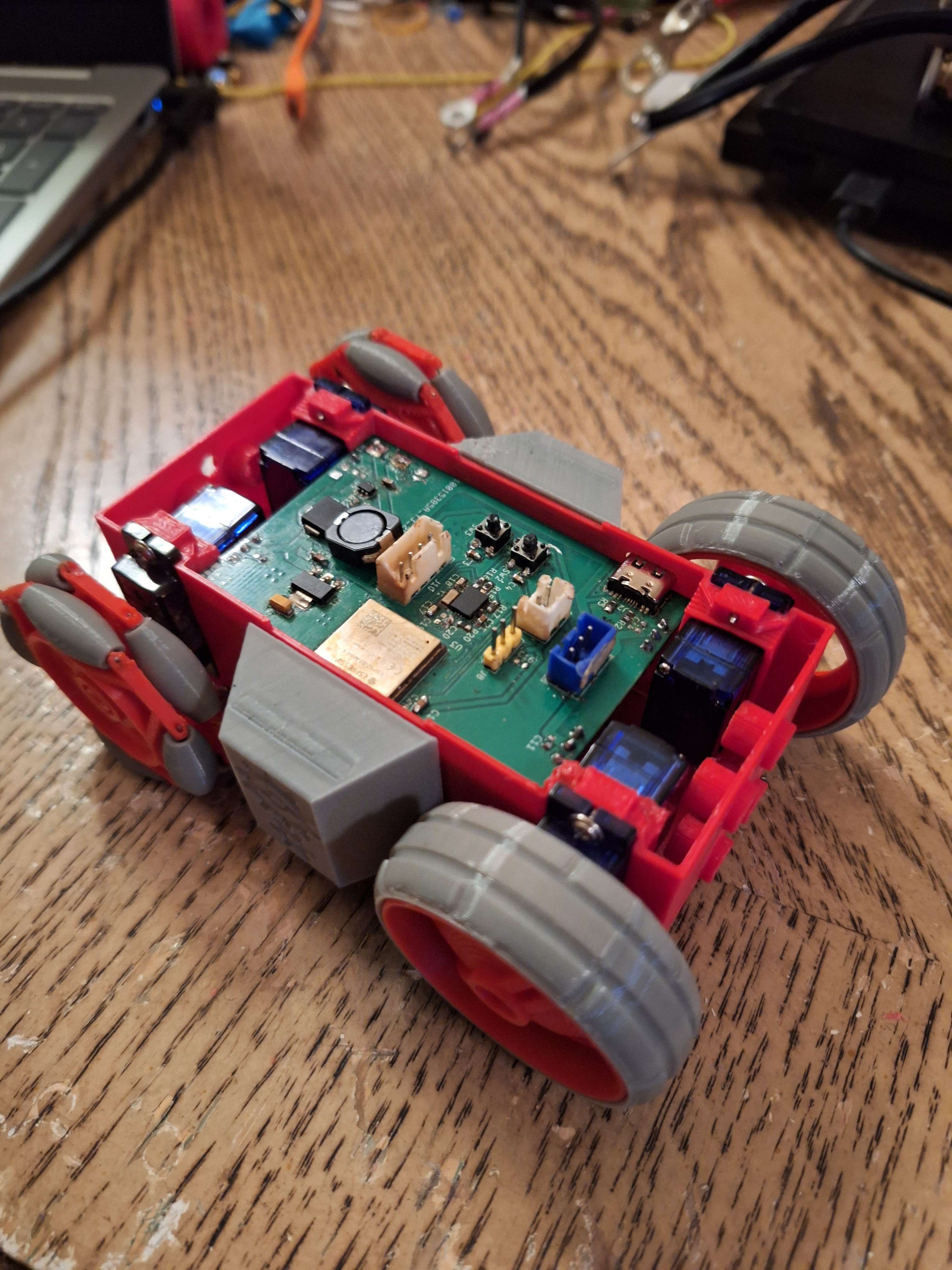 The custom PCB we designed and assembled for the rover — it didn't make it in time for the show